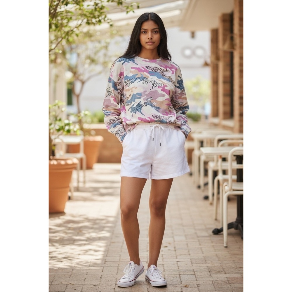 Sundry For Anthropologie Camo Print Sweatshirt Pink Blue Size XS Made in USA